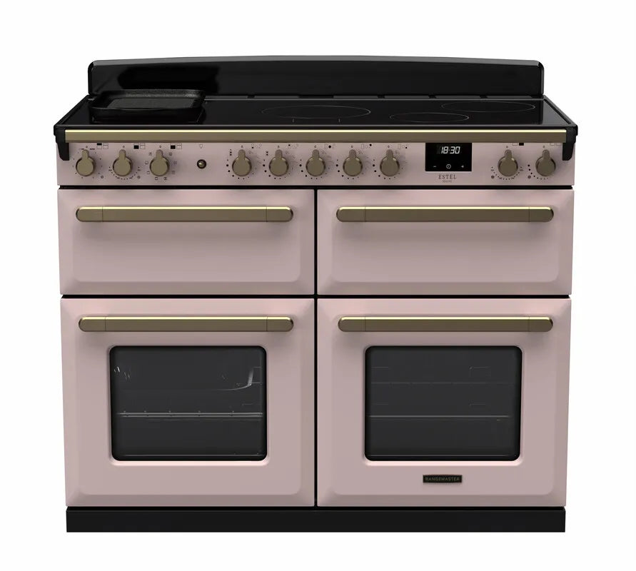 Rangemaster Estel 110cm Induction Range Cooker (Slow Cook) - Pale Pink & Brass | ESDLB110EIPPPK/AB1