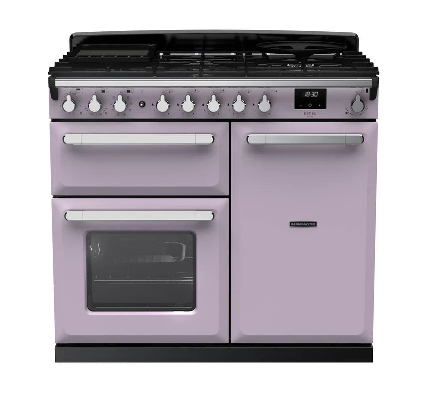 Rangemaster Estel Deluxe 100cm Dual Fuel Range Cooker - Heather & Chrome | ESDL100DFPHTH/CM1