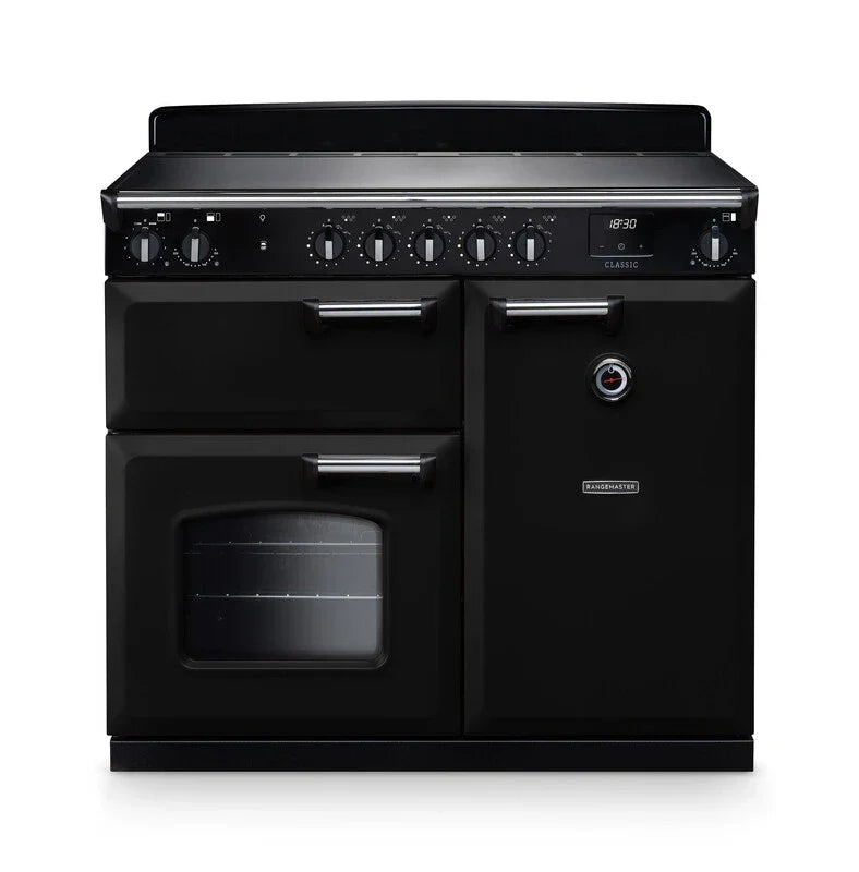 Rangemaster Classic 100cm Induction Range Cooker - Glossy Black & Chrome | CL100EIPGBL/CM1