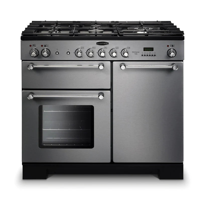 Rangemaster Kitchener 100cm All Gas Range Cooker - Stainless Steel & Chrome | KCH100NGFSS/C