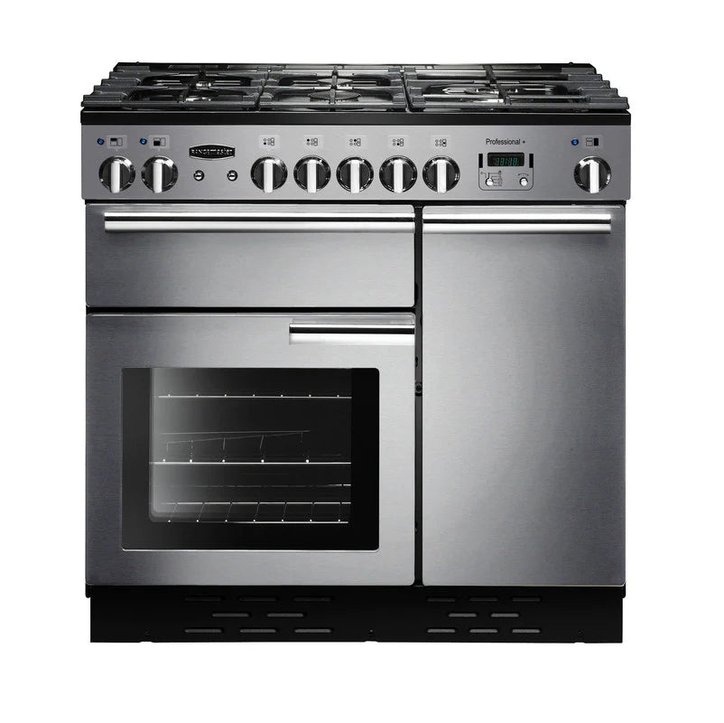 Rangemaster Professional+ 90cm Dual Fuel Range Cooker - Stainless Steel & Chrome | PROP90DFFSS/C
