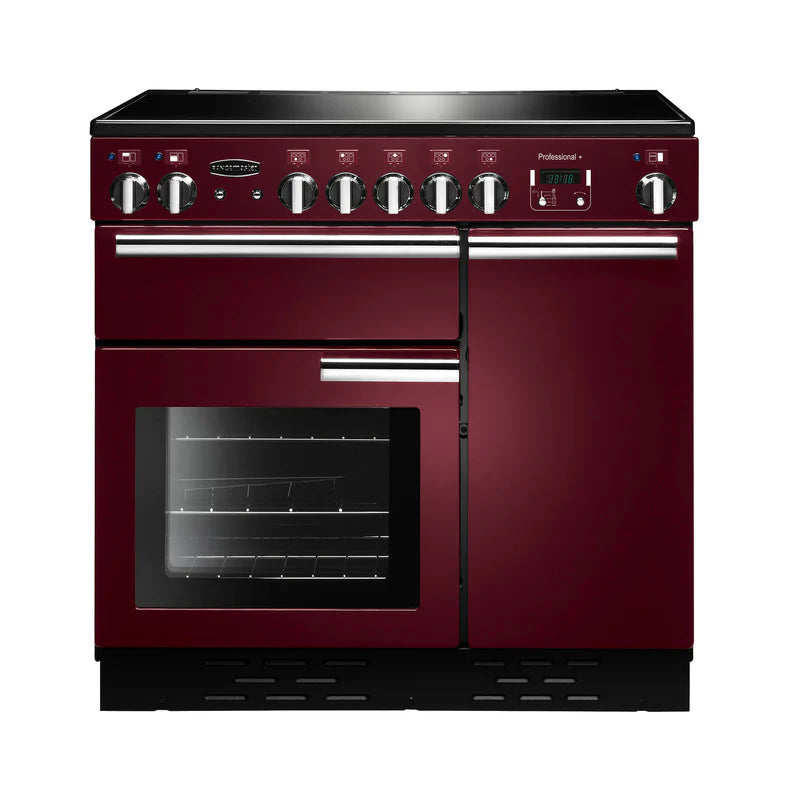Rangemaster Professional+ 90cm Ceramic Range Cooker - Cranberry & Chrome | PROP90ECCY/C