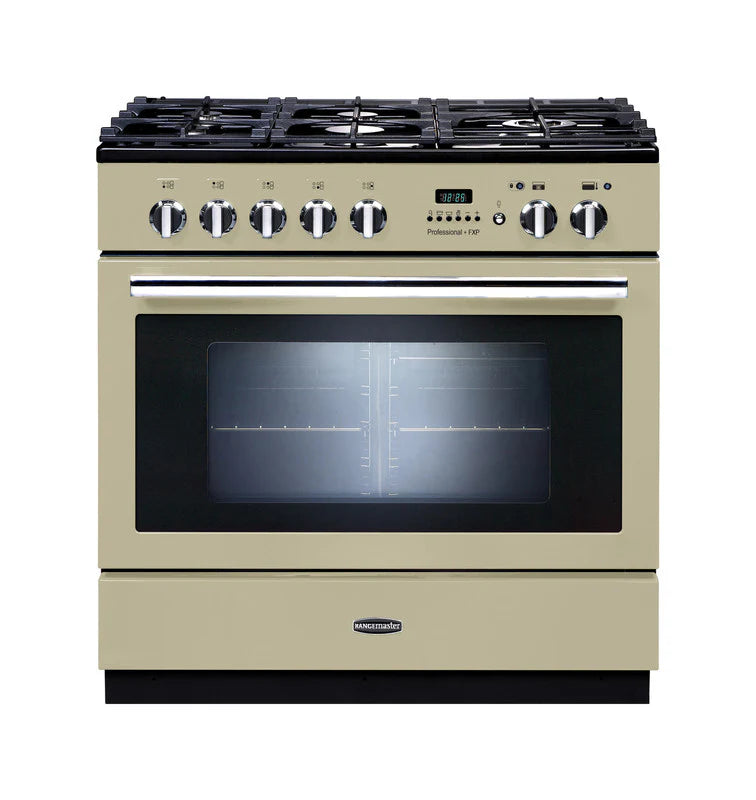 Rangemaster Professional+ FXP 90cm Dual Fuel Range Cooker - Cream & Chrome | PROP90FXPDFFCR/C