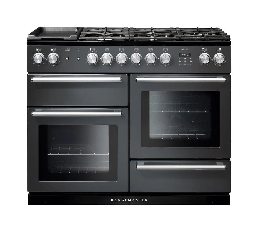 Rangemaster Nexus 110cm Dual Fuel Range Cooker - Slate & Chrome | NEX110DFFSL/C