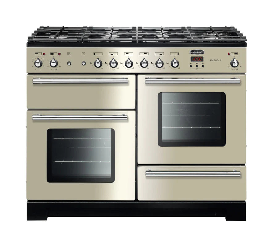 Rangemaster Toledo+ 110cm Dual Fuel Range Cooker - Ivory & Chrome | TOLP110DFFIV/C