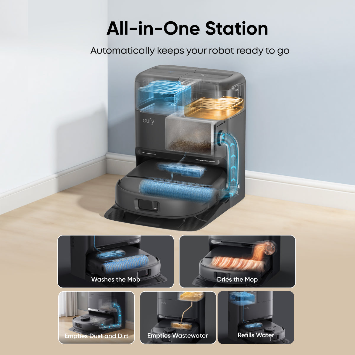 Eufy Omni C28A Robot Vacuum & 6 Month Accessory Kit - Black | T211AV10