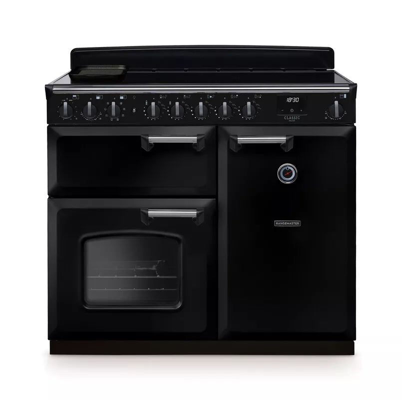 Rangemaster Classic Deluxe 100cm Induction Range Cooker - Glossy Black & Chrome | CLDL100EIPGBL/CM1