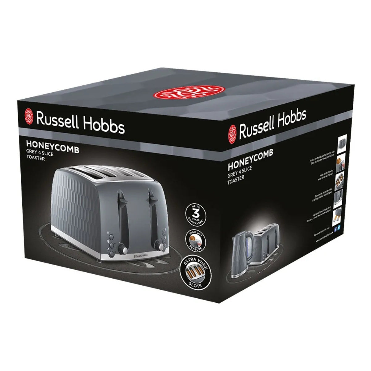 Russell Hobbs Honeycomb 4 Slice Toaster - Grey | 26073