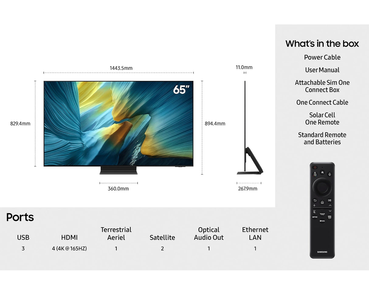 Samsung S95F 65" 4K Ultra HD HDR OLED Smart TV (2025) | QE65S95FATXXU