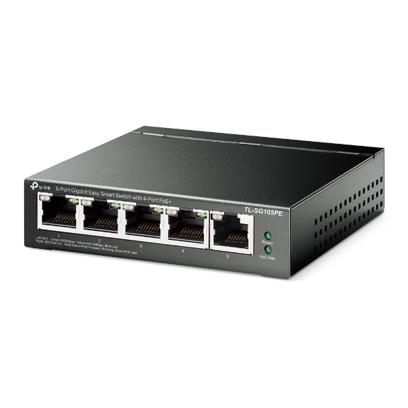 TP Link 5-Port Gigabit Easy Smart PoE Switch with 4-Port PoE+ | TL-SG105PE