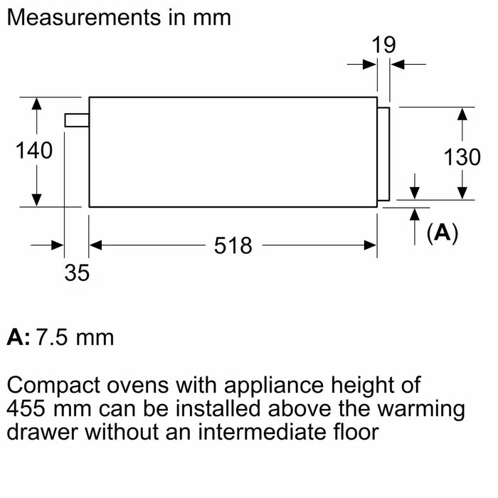 Bosch Series 8 14cm Warming Drawer Black BIC7101B1B