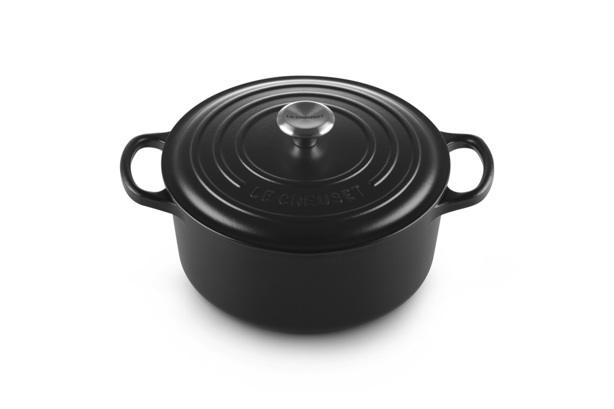 Le Creuset Signature 22cm Cast Iron Round Casserole - Satin Black | 21177220002430