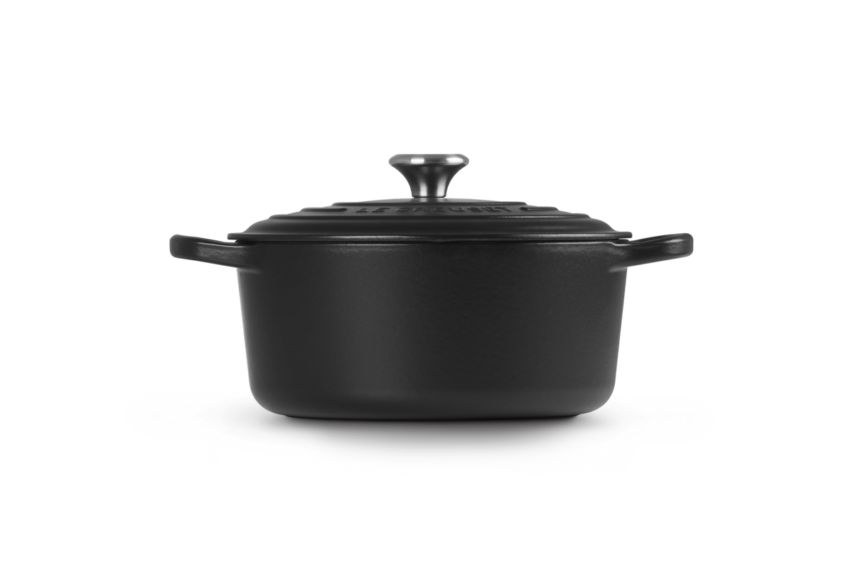 Le Creuset Signature 22cm Cast Iron Round Casserole - Satin Black | 21177220002430