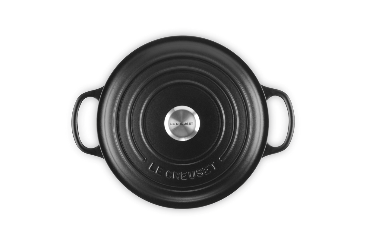 Le Creuset Signature 22cm Cast Iron Round Casserole - Satin Black | 21177220002430