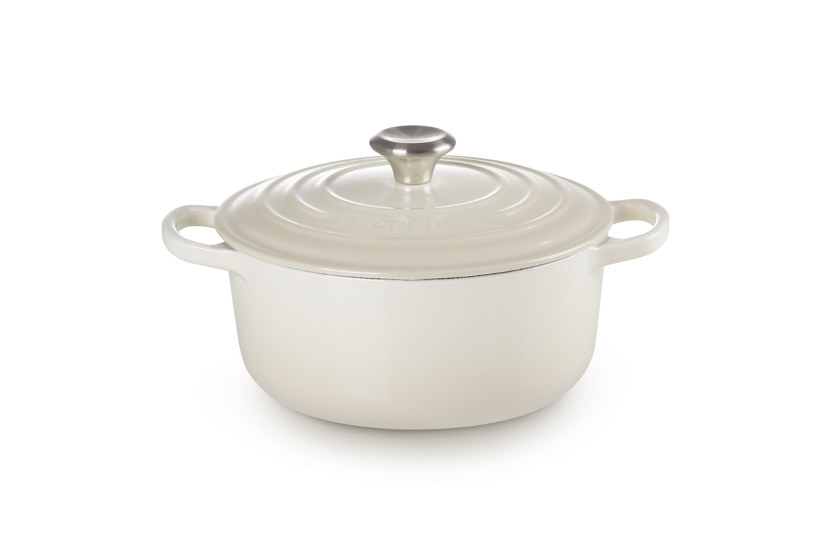 Le Creuset Signature 22cm Cast Iron Round Casserole - Meringue | 21177227164430