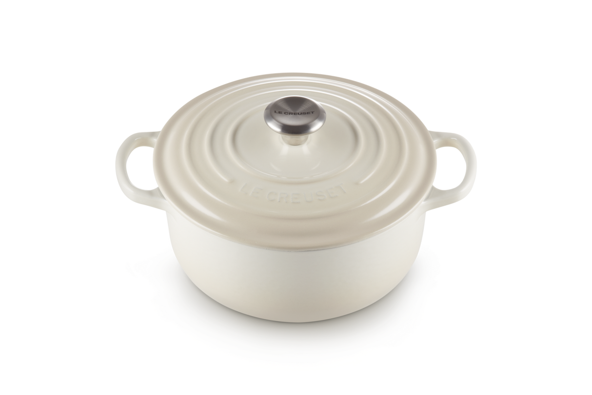 Le Creuset Signature 22cm Cast Iron Round Casserole - Meringue | 21177227164430