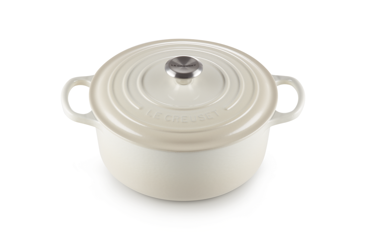 Le Creuset Signature 26cm Cast Iron Round Casserole - Meringue | 21177267164430