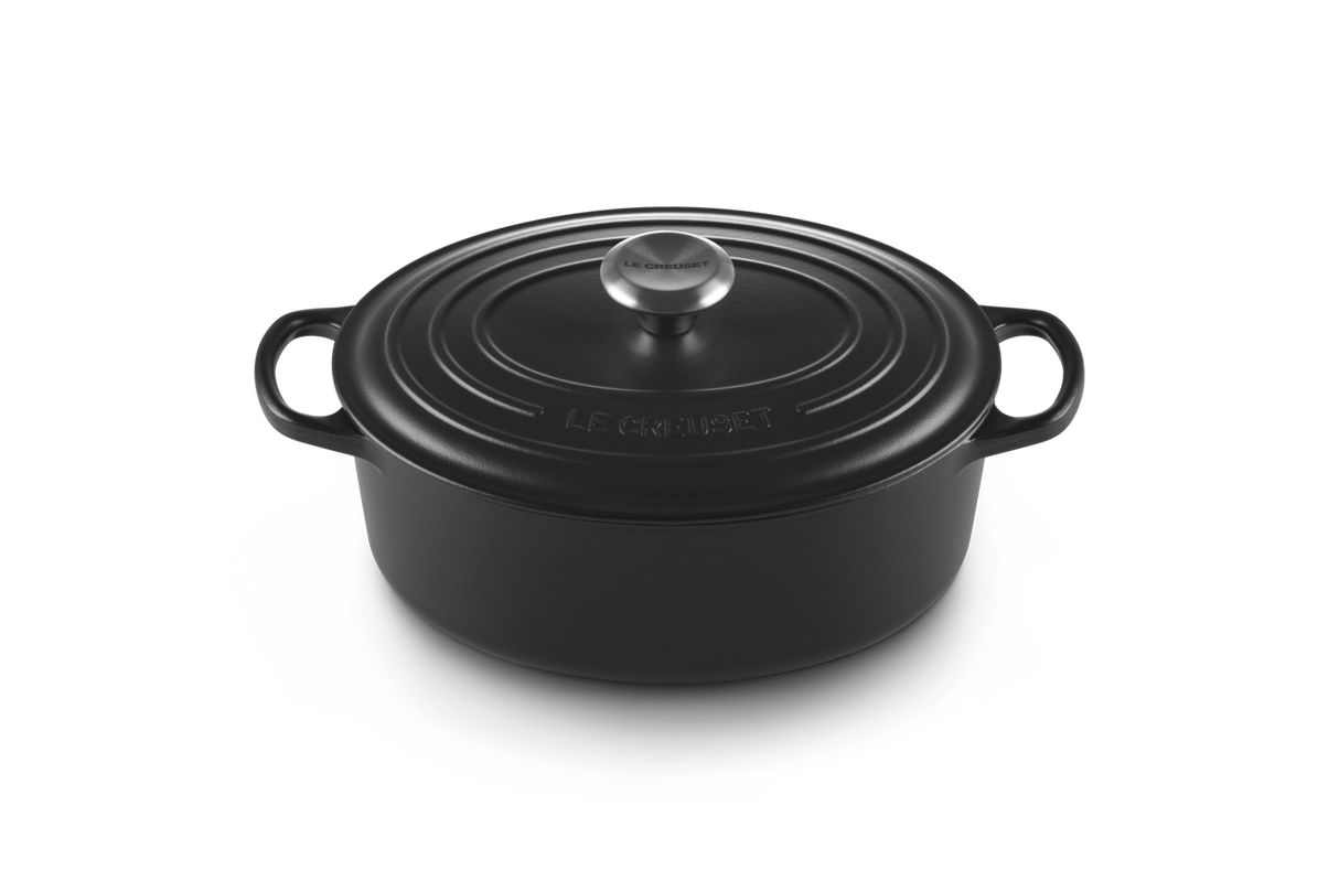 Le Creuset Signature 27cm Cast Iron Oval Casserole - Satin Black | 21178270002430