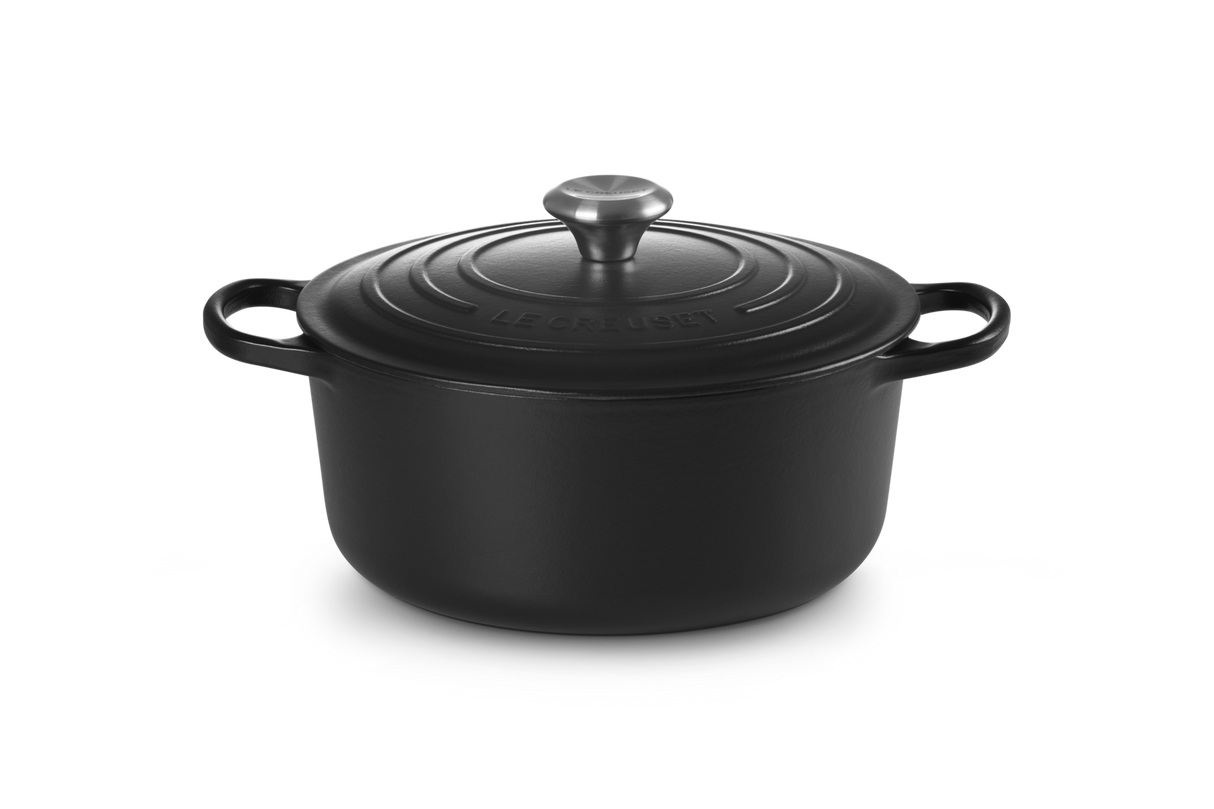 Le Creuset Signature 26cm Cast Iron Round Casserole - Satin Black | 21177260002430