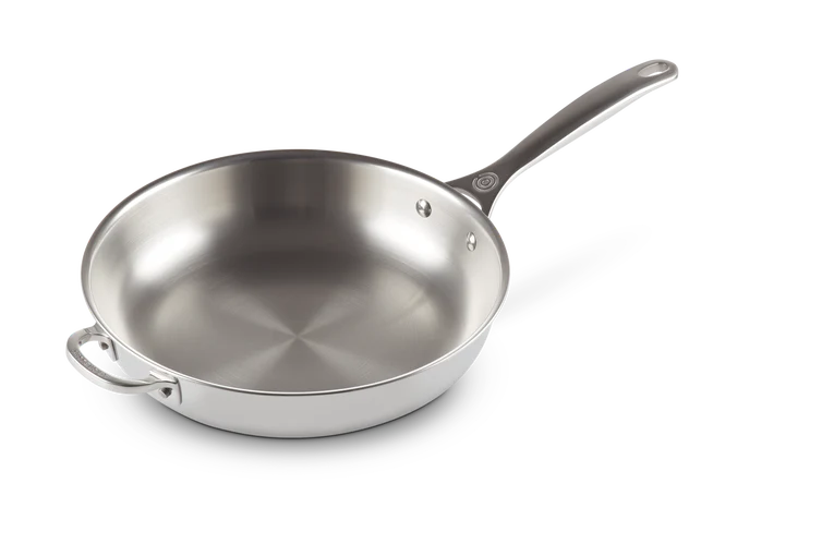 Le Creuset Signature 28cm Uncoated Frying Pan with Helper Handle - Stainless Steel | 96600228000100