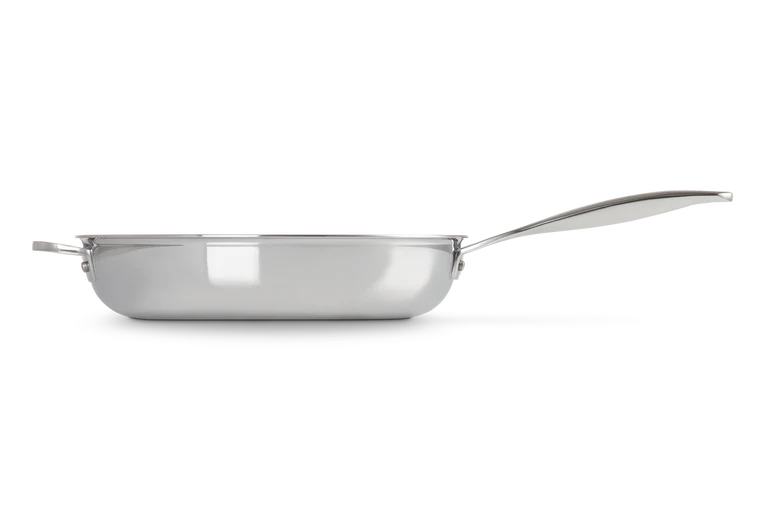 Le Creuset Signature 28cm Uncoated Frying Pan with Helper Handle - Stainless Steel | 96600228000100