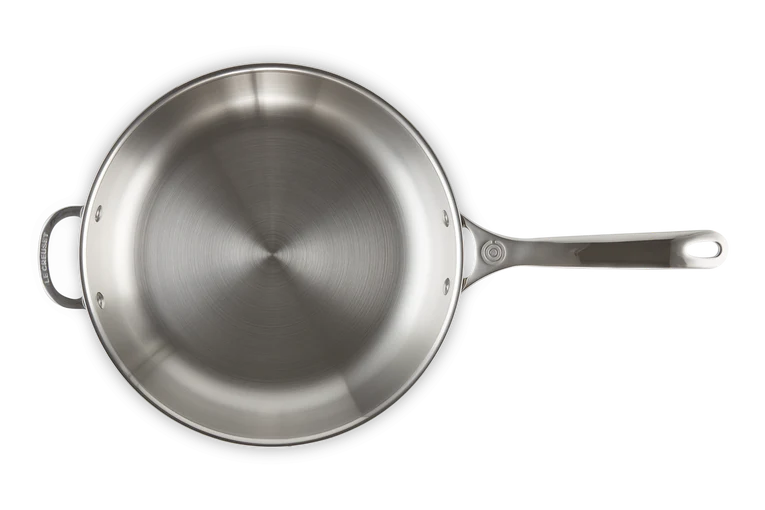 Le Creuset Signature 28cm Uncoated Frying Pan with Helper Handle - Stainless Steel | 96600228000100