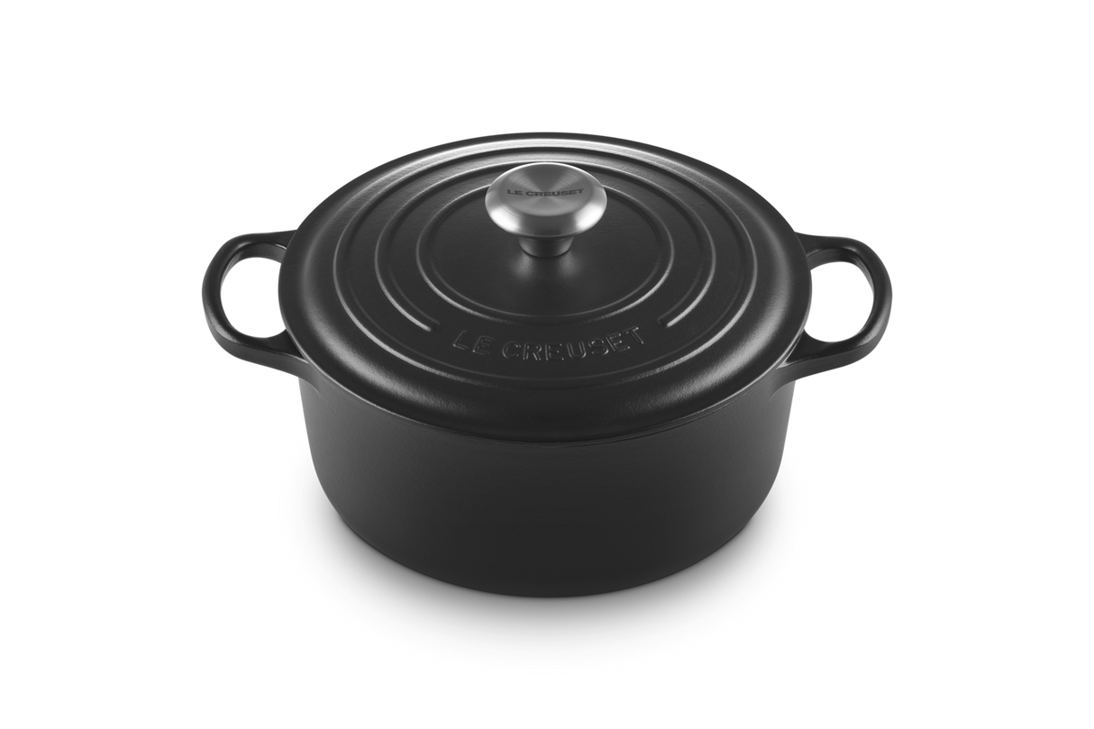 Le Creuset Signature 24cm Cast Iron Round Casserole - Satin Black | 21177240002430