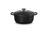 Le Creuset Signature 20cm Cast Iron Round Casserole - Satin Black | 21177200002430