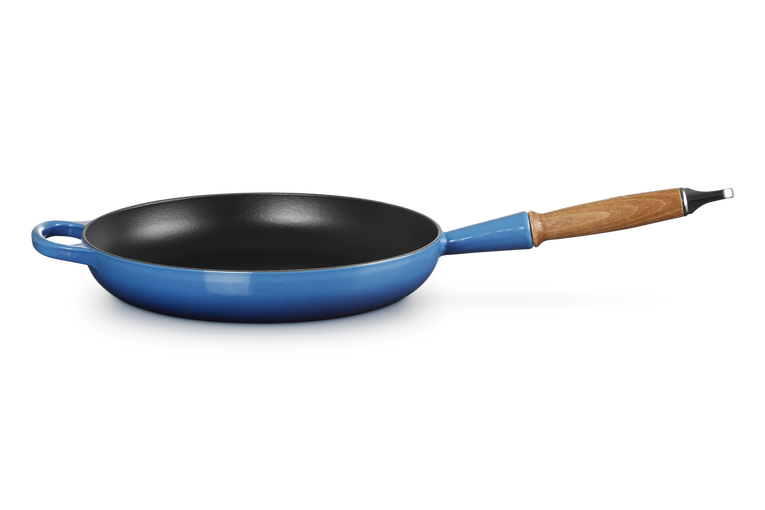 Le Creuset 28cm Cast Iron Frying Pan with Wooden Handle - Azure | 20258282200422