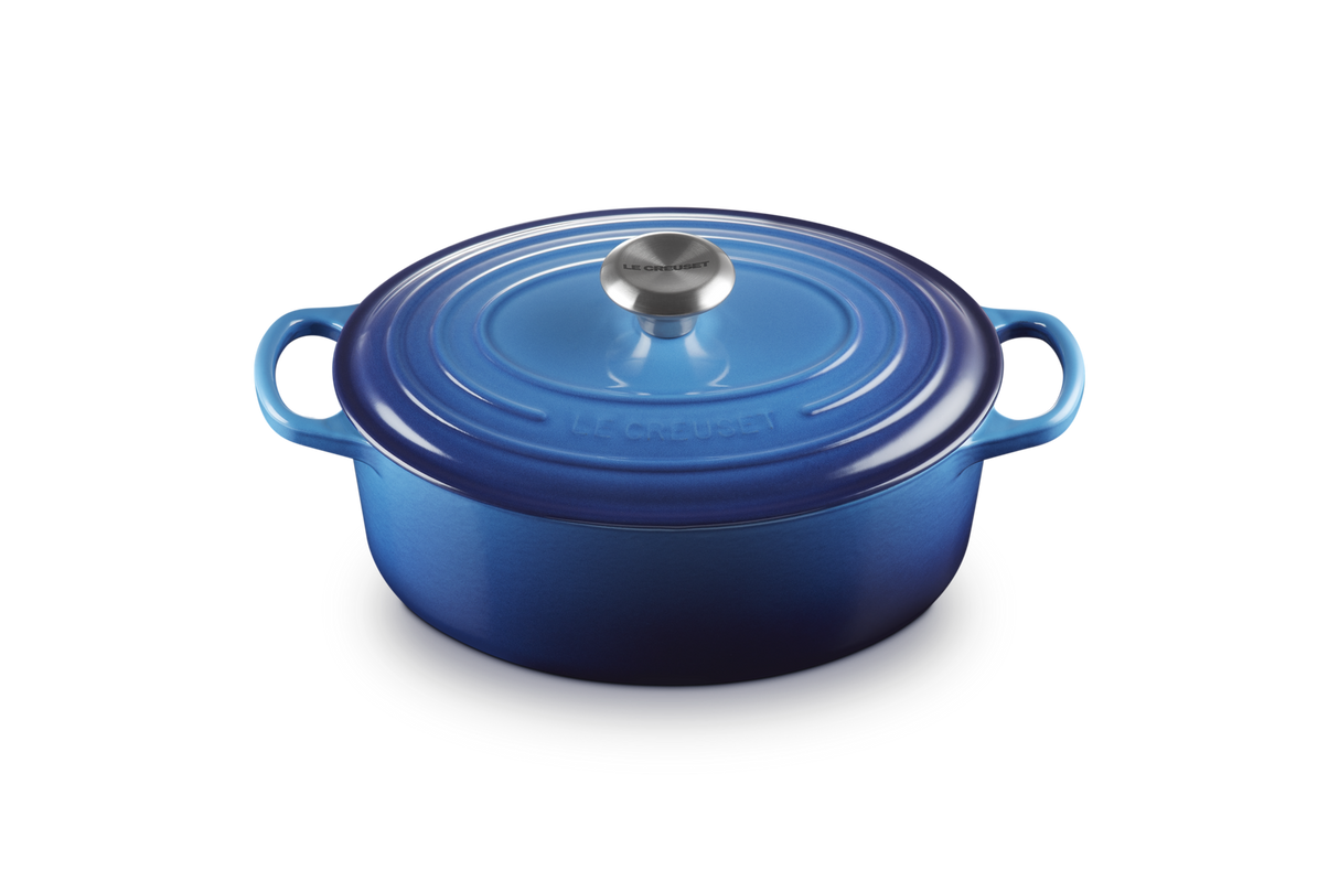 Le Creuset Signature 27cm Cast Iron Oval Casserole - Azure | 21178272202430
