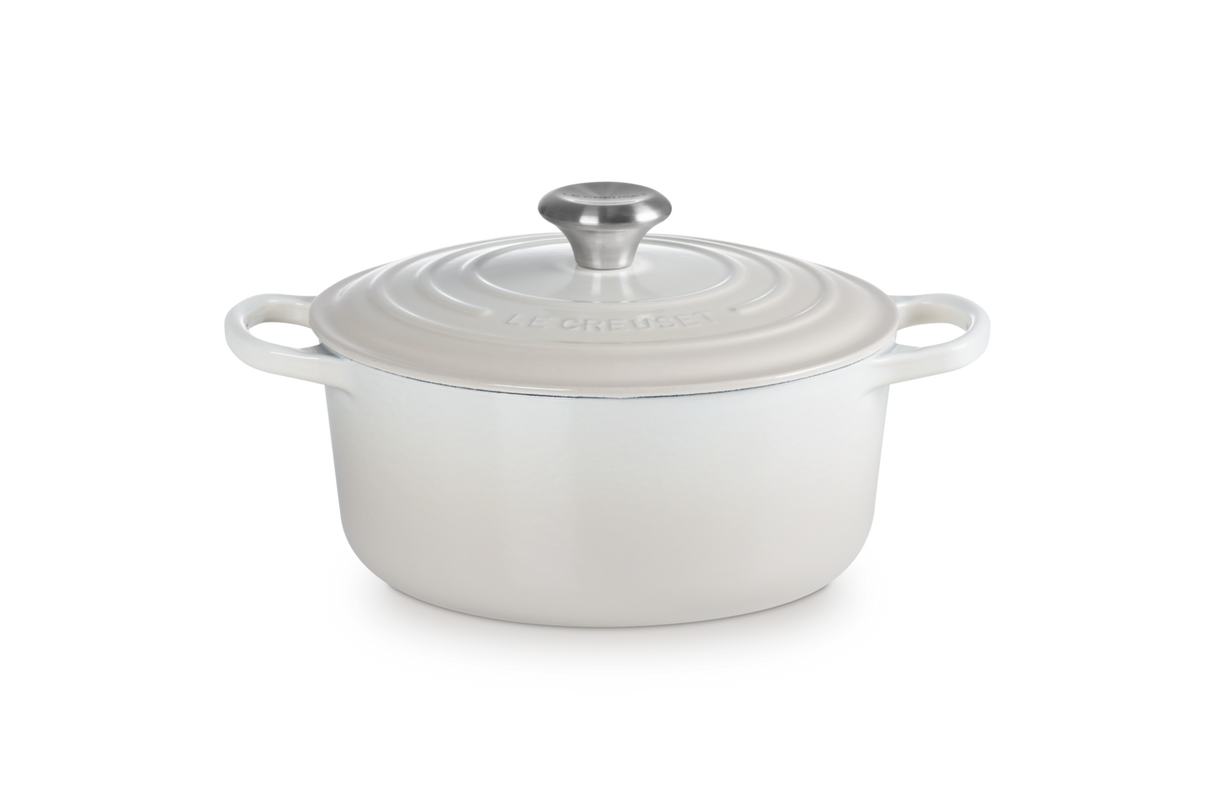 Le Creuset Signature 24cm Cast Iron Round Casserole - Meringue | 21177247164430