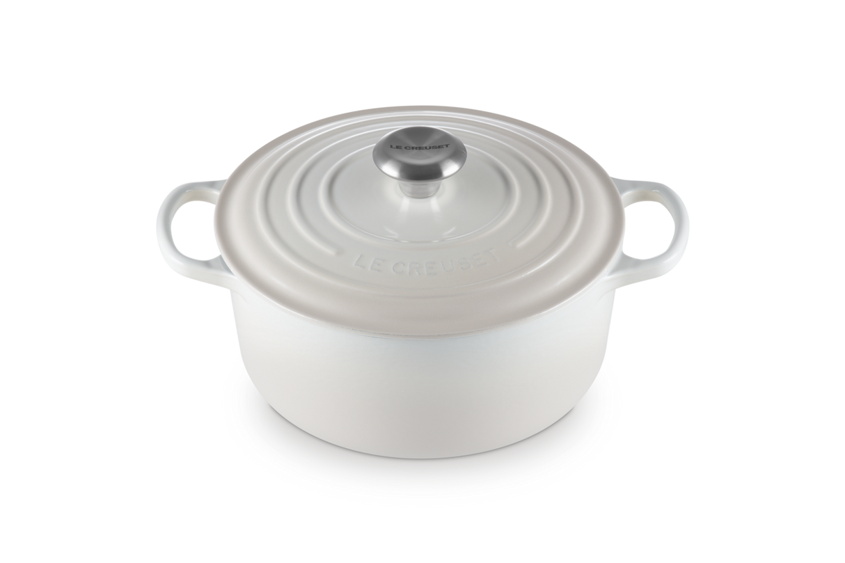 Le Creuset Signature 24cm Cast Iron Round Casserole - Meringue | 21177247164430