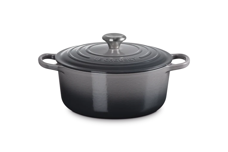 Le Creuset Signature 20cm Cast Iron Round Casserole - Flint | 21177204442430