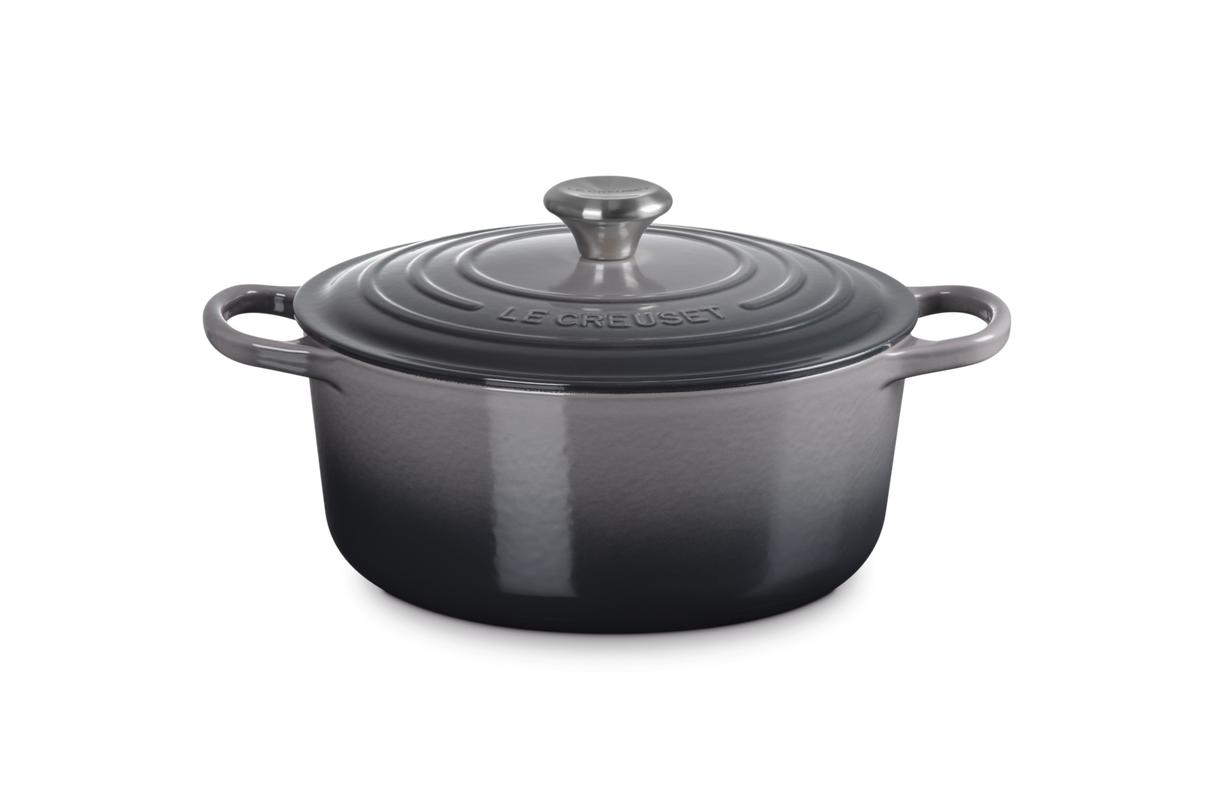 Le Creuset Signature 26cm Cast Iron Round Casserole - Flint | 21177264442430