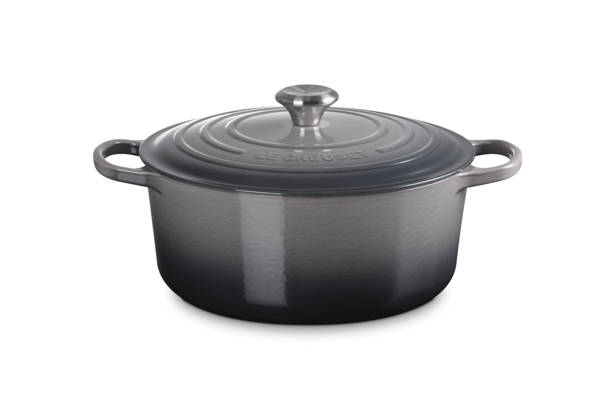 Le Creuset Signature 28cm Cast Iron Round Casserole - Flint | 21177284442430