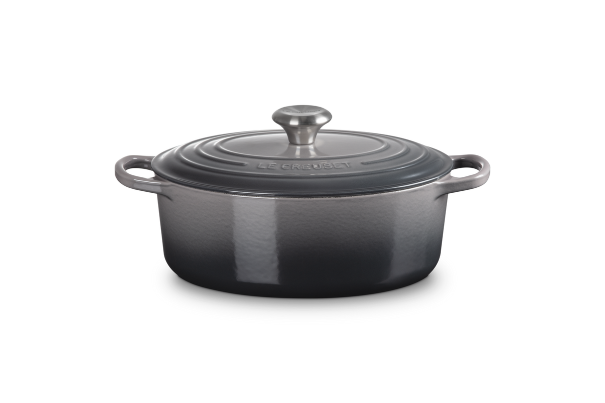 Le Creuset Signature 27cm Cast Iron Oval Casserole - Flint | 21178274442430
