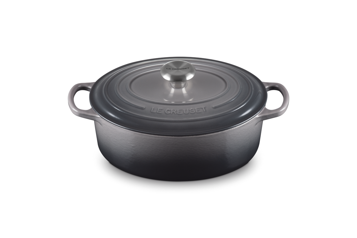 Le Creuset Signature 27cm Cast Iron Oval Casserole - Flint | 21178274442430