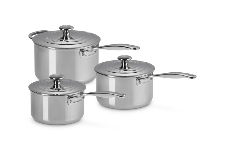 Le Creuset Signature 3-ply 3-piece Saucepan Set - Stainless Steel | 54811000010001