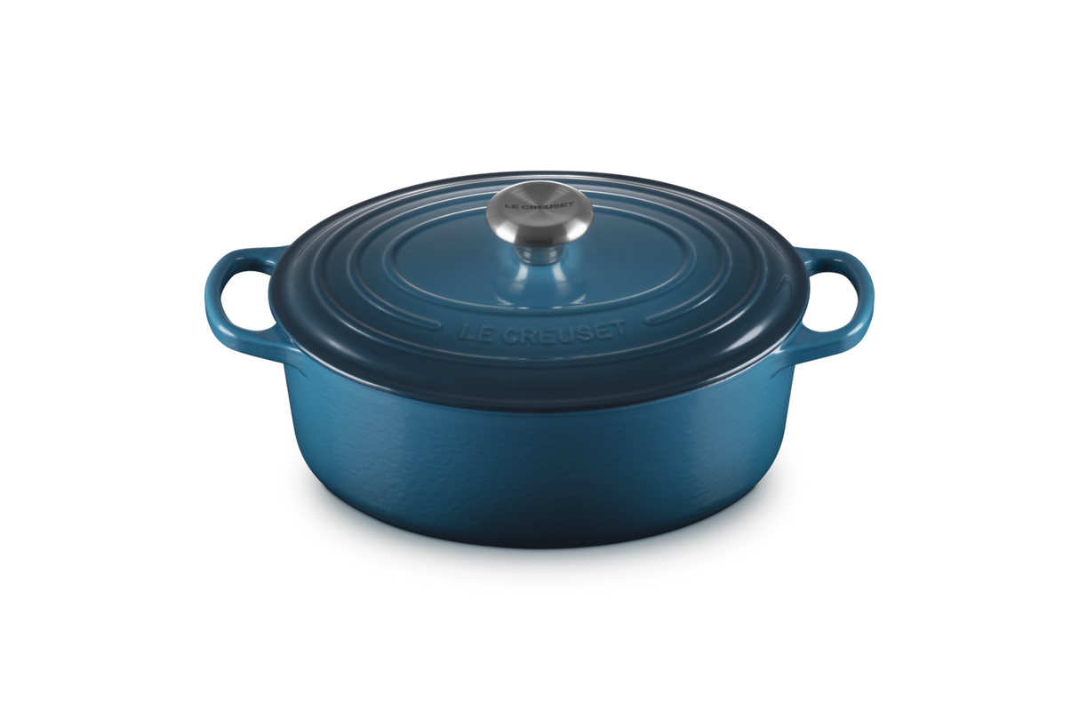 Le Creuset Signature 27cm Cast Iron Oval Casserole - Deep Teal | 21178276724430