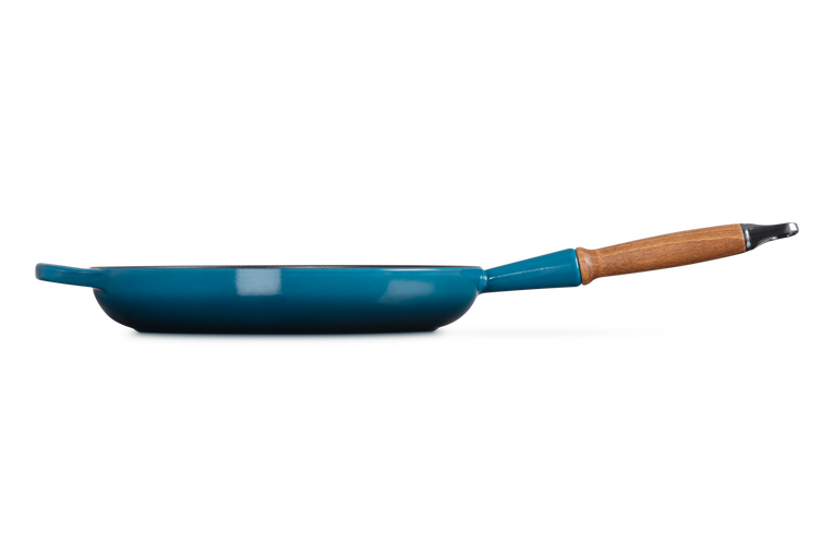 Le Creuset 28cm Cast Iron Frying Pan with Wooden Handle - Deep Teal | 20258286420422