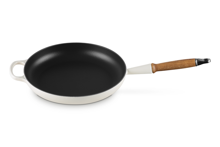 Le Creuset 28cm Cast Iron Frying Pan with Wooden Handle - Meringue | 20258287160422