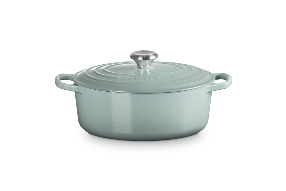 Le Creuset Signature 27cm Cast Iron Oval Casserole - Sea Salt | 21178277174430