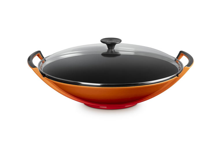 Le Creuset 36cm Cast Iron Wok & Glass Lid - Volcanic | 25304360900460