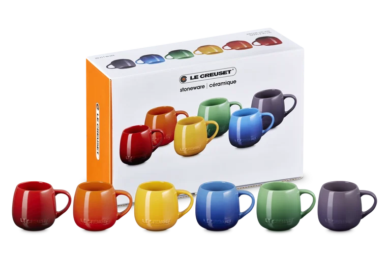 Le Creuset 320ml Stoneware Rainbow Set of 6 Coupe Mugs | 89178005219003