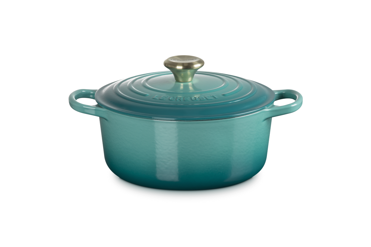 Le Creuset Signature 24cm Cast Iron Round Casserole - Bleu Riviera | 21177240994450