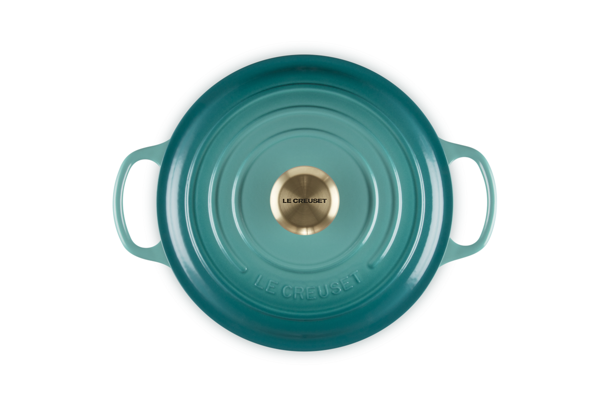 Le Creuset Signature 24cm Cast Iron Round Casserole - Bleu Riviera | 21177240994450