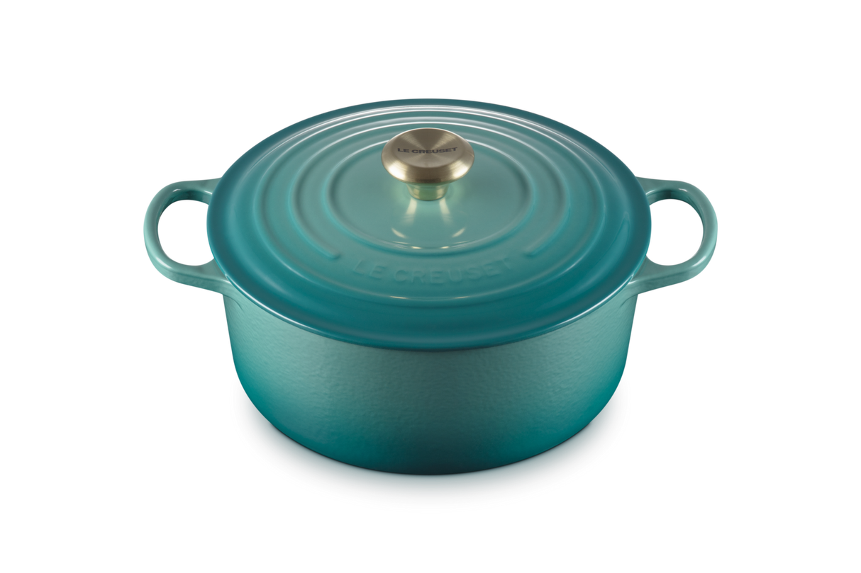 Le Creuset Signature 26cm Cast Iron Round Casserole - Bleu Riviera | 21177260994450