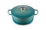 Le Creuset Signature 26cm Cast Iron Round Casserole - Bleu Riviera | 21177260994450