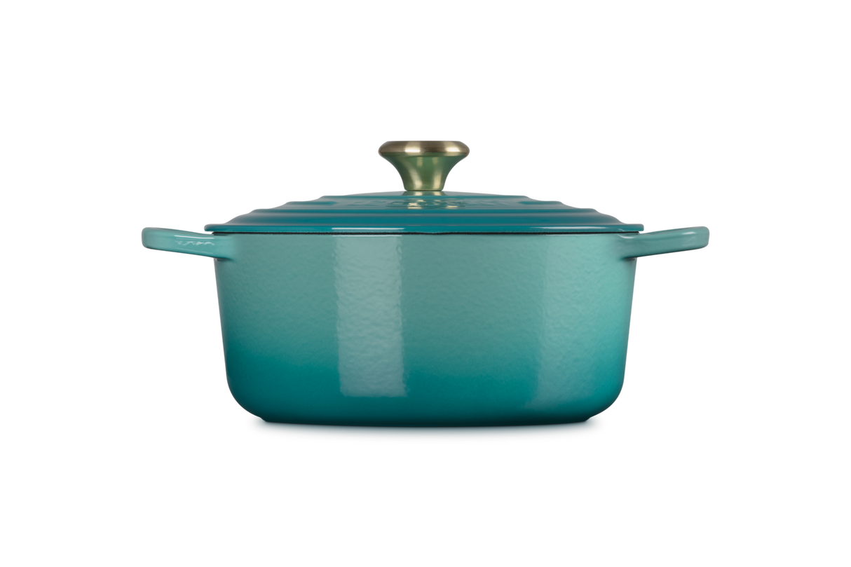 Le Creuset Signature 26cm Cast Iron Round Casserole - Bleu Riviera | 21177260994450