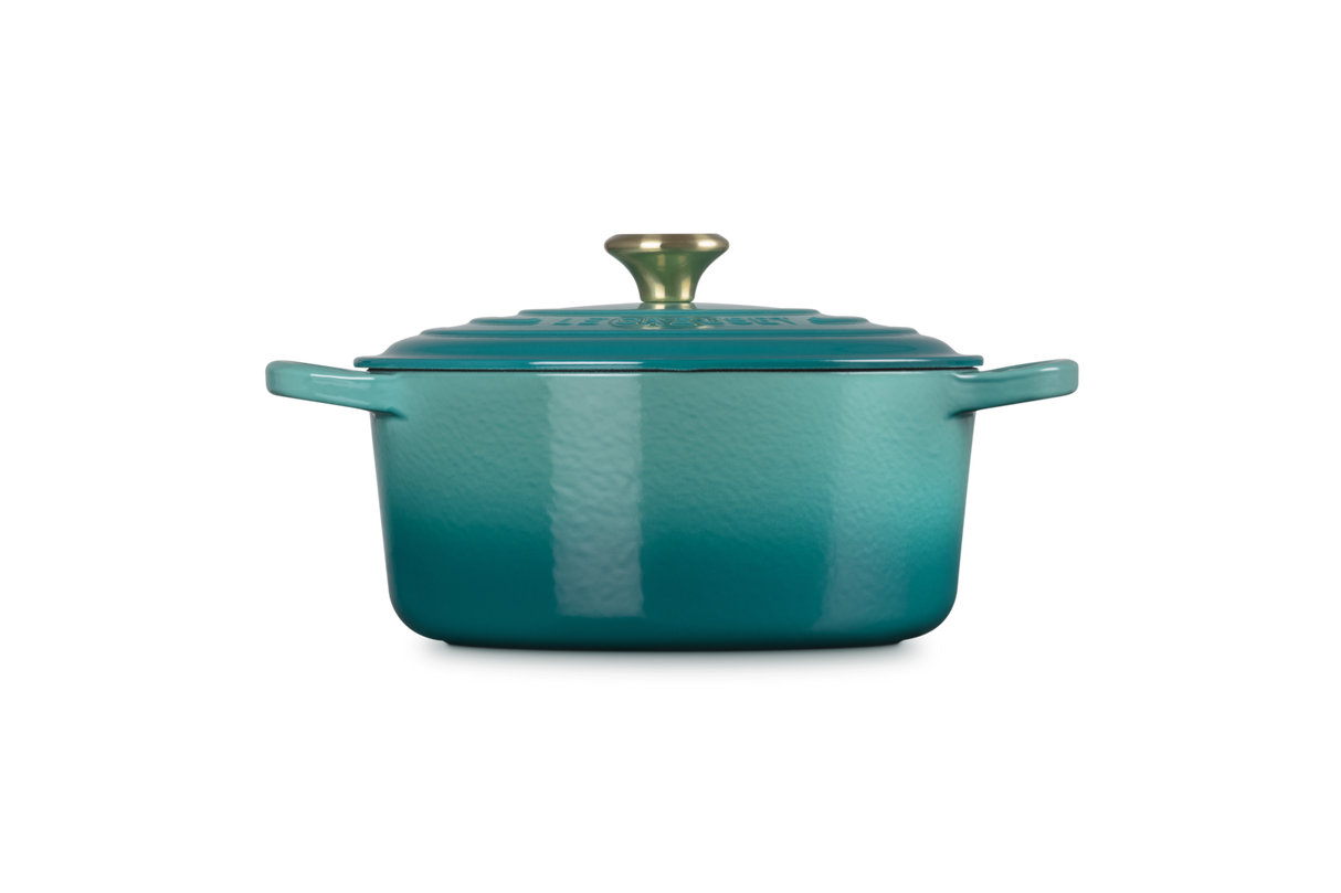 Le Creuset Signature 22cm Cast Iron Round Casserole - Bleu Riviera | 21177220994450